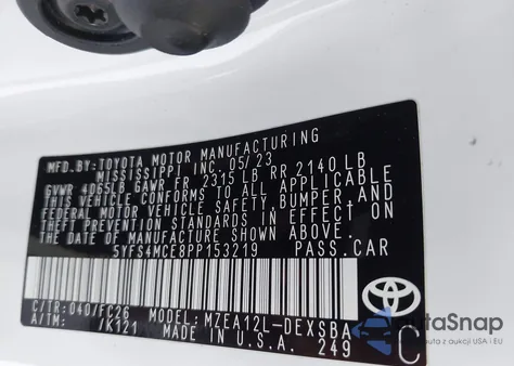2023 Toyota Corolla Se from USA, damaged, VIN 5YFS4MCE8PP153219